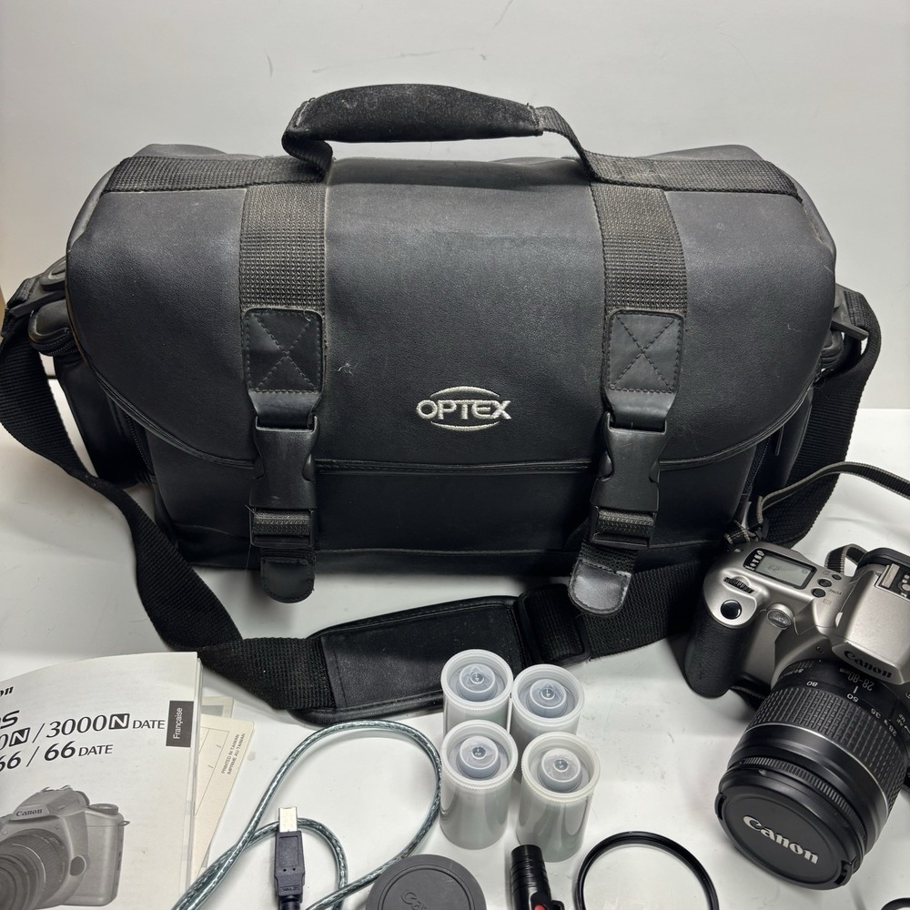 Canon EOS 3000N 35mm Film Camera With Canon 28-80mm Lens Bag Films Filter Bundle - Picture 3 of 16